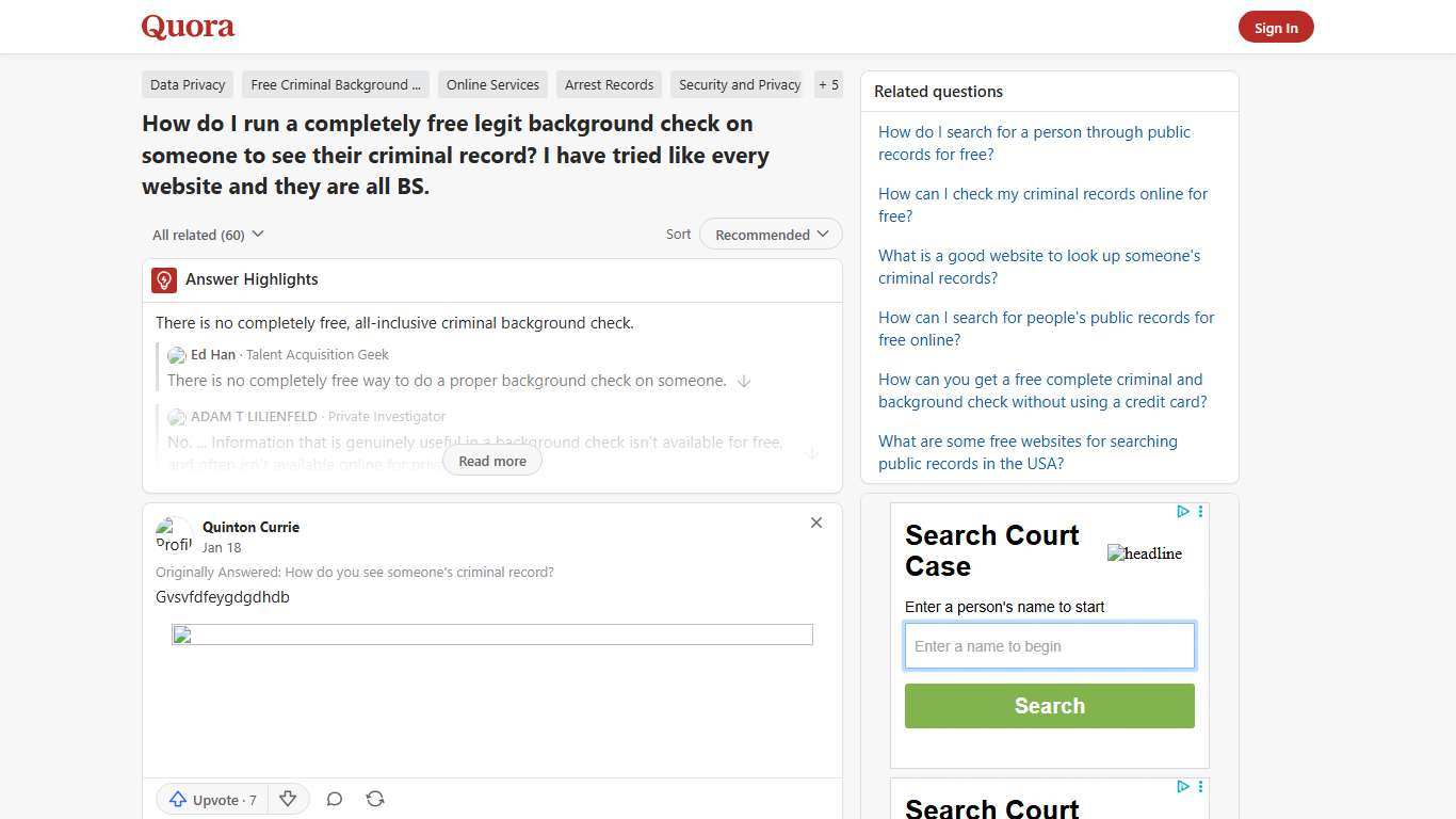 How to run a completely free legit background check on someone to see their criminal record - Quora